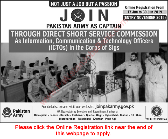 Join Pakistan Army as Captain through Direct Short Service Commission June 2019 Online Registration Latest