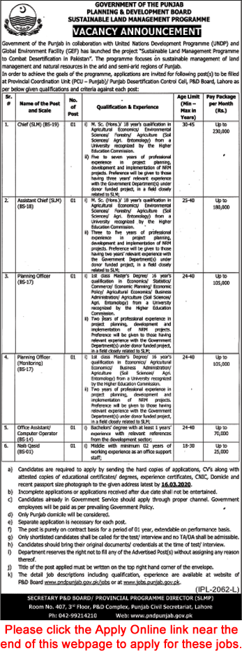 Planning and Development Board Punjab Jobs 2020 February Computer Operator, Office Assistant & Others Latest