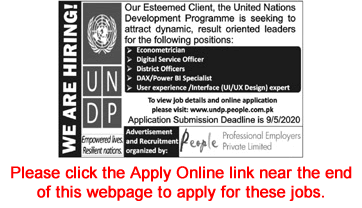 UNDP KPK Jobs 2020 April / May Apply Online District Officers & Others Latest