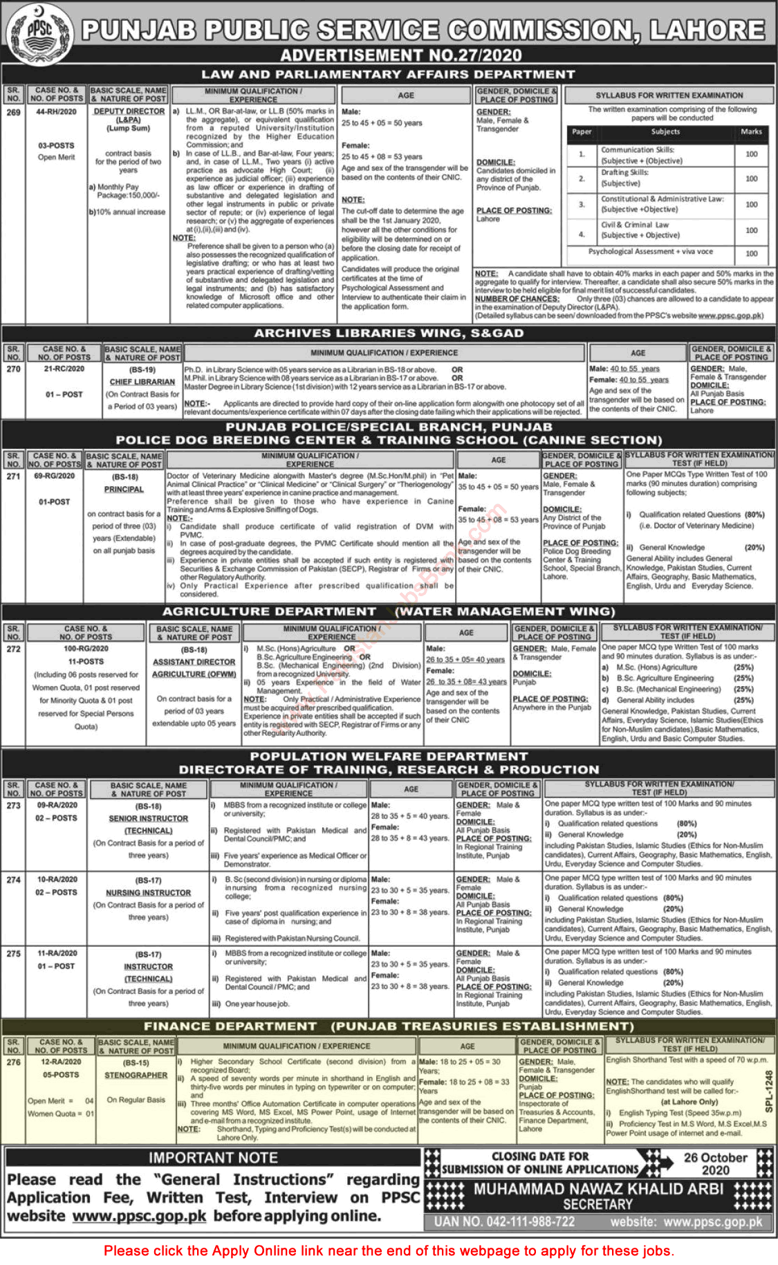 Stenographer Jobs in Finance Department Punjab 2020 October PPSC Apply Online Latest