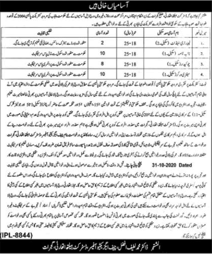 Health Department Gujrat Jobs 2020 October Punjab District Health Authority Latest