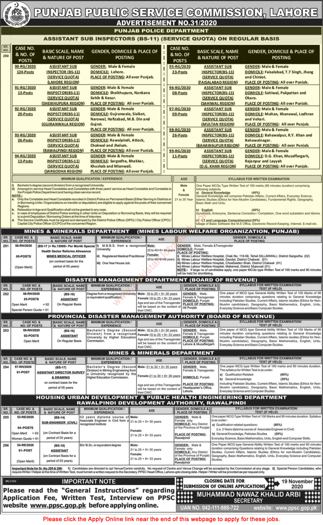 ASI Jobs in Punjab Police November 2020 PPSC Apply Online Assistant Sub Inspector Latest
