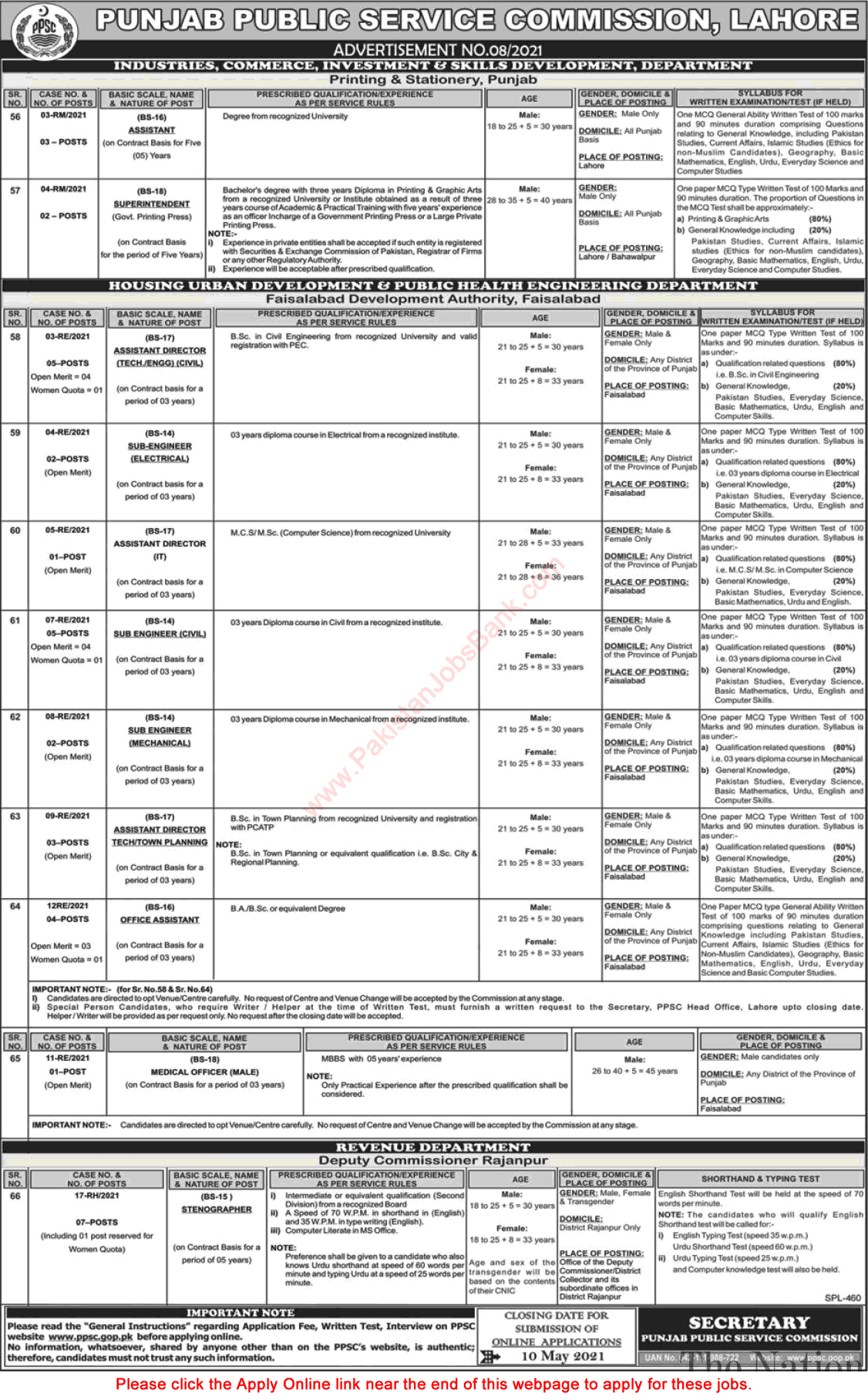 PPSC Jobs April 2021 Online Apply Consolidated Advertisement No 08/2021 8/2021 Latest