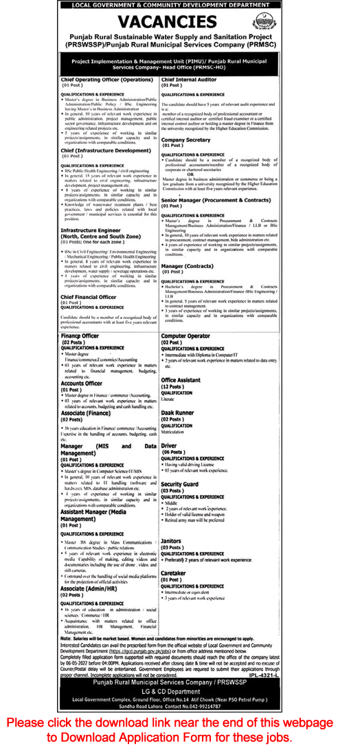 Local Government and Community Development Department Punjab Jobs April 2022 Application Form Latest