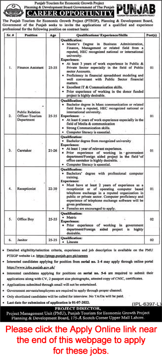 Punjab Tourism for Economic Growth Project Jobs June 2022 Apply Online PTEGP Latest