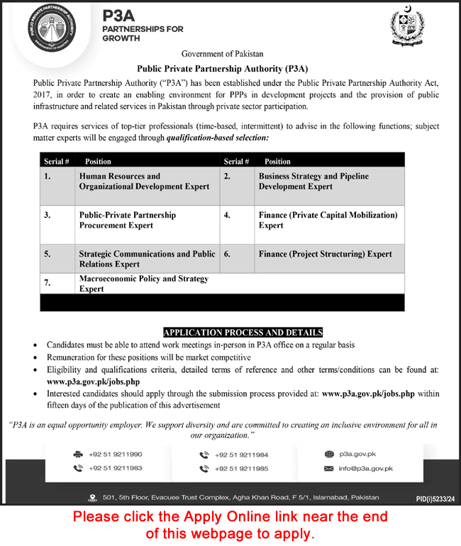Public Private Partnership Authority Jobs 2025 February Apply Online Finance Expert & Others P3A Latest