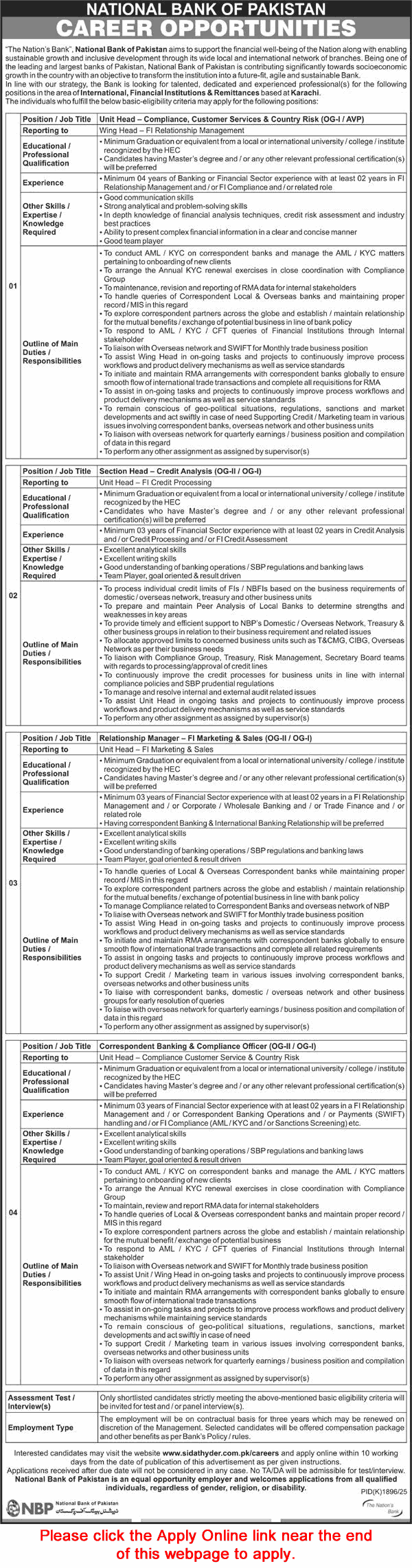 National Bank of Pakistan Jobs November 2025 December Apply Online Relationships Manager & Others Latest