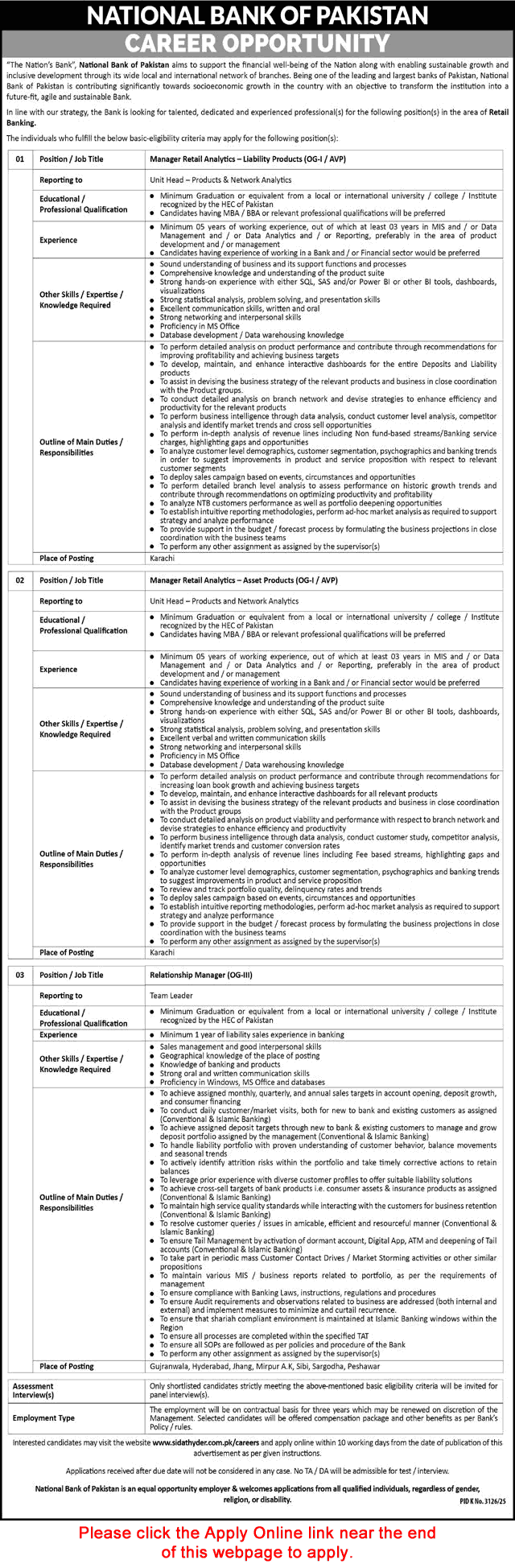 National Bank of Pakistan Jobs March 2026 April Apply Online Relationship Managers & Others Latest