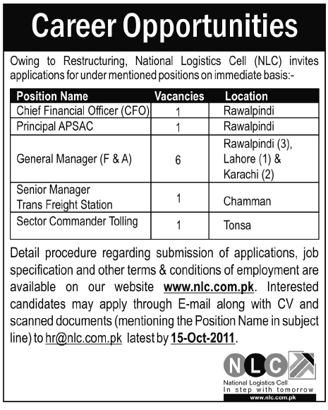 National Logistics Cell Career Opportunities