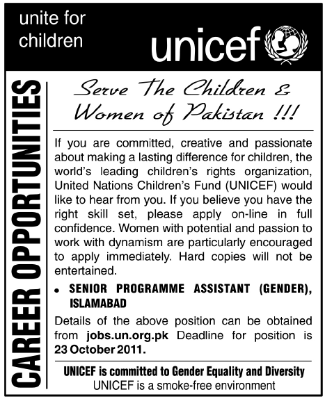 UNICEF Required the Services of a Sr. Programme Assistant