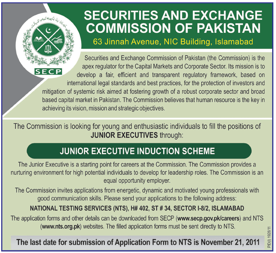 Securities and Exchange Commission of Pakistan Required Junior Executives