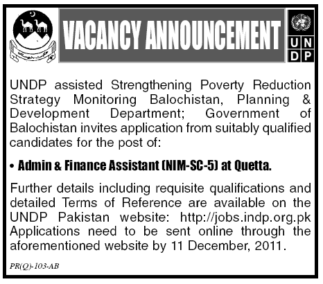 UNDP Required Admin & Finance Assistant