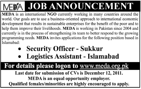 MEDA Required Security Officer and Logistics Assistant