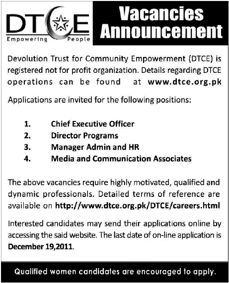 DTCE Jobs Opportunity