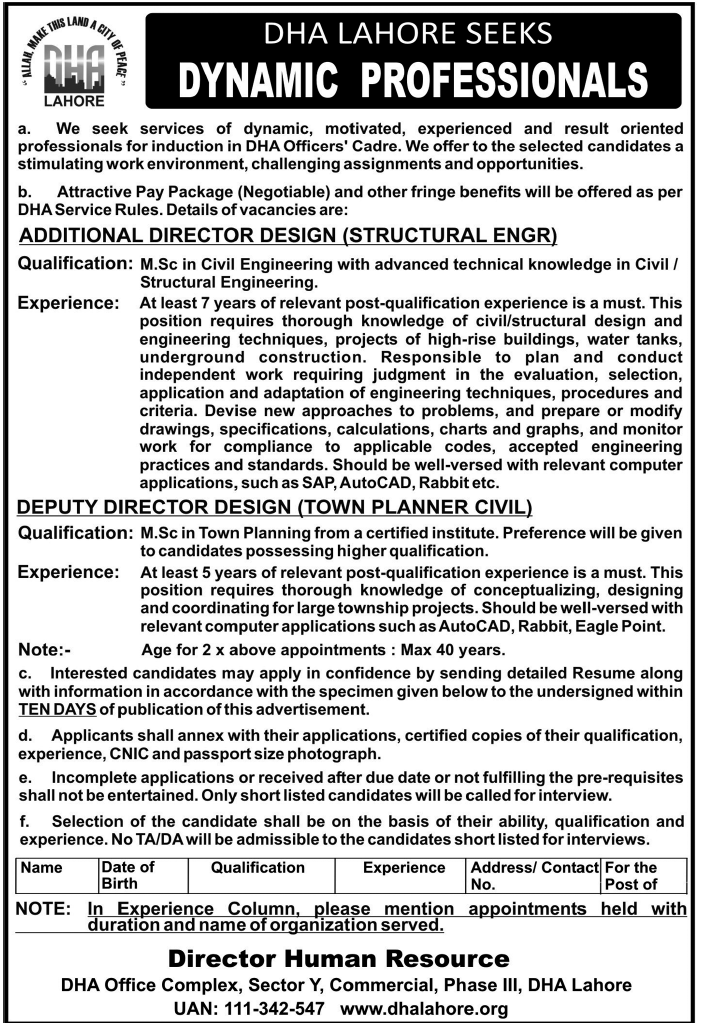 DHA Lahore Jobs Opportunities
