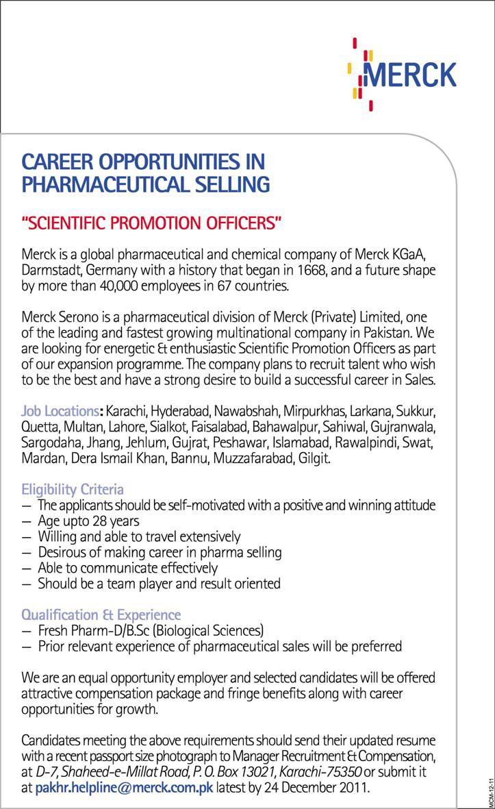 MERCK Required Scientific Promotion Officers