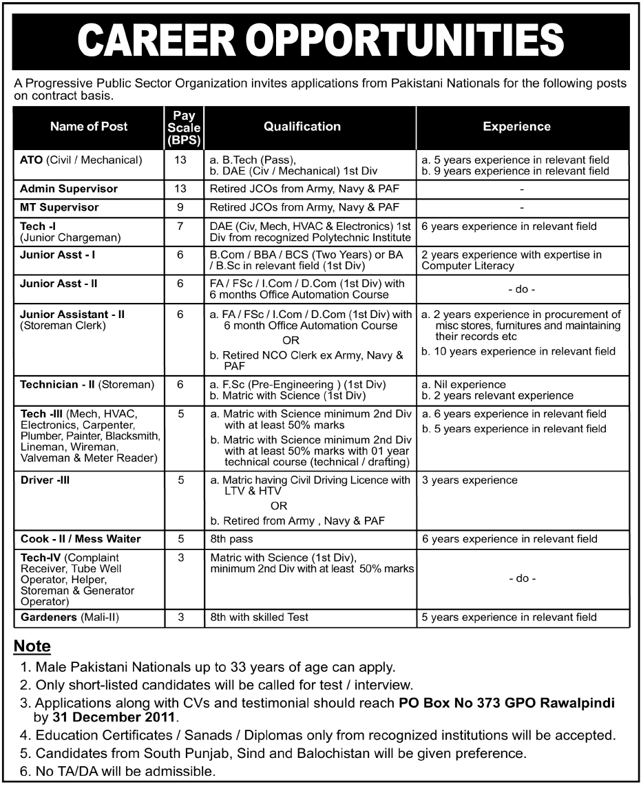 Public Sector Organization Jobs Opportunity