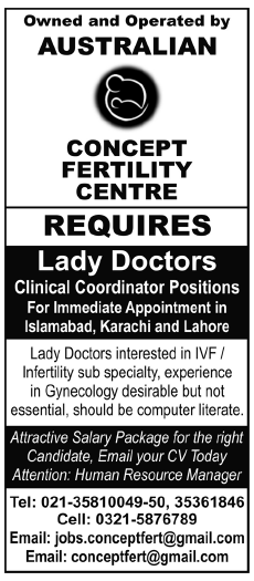 Concept Fertility Centre Required the Services of Lady Doctors