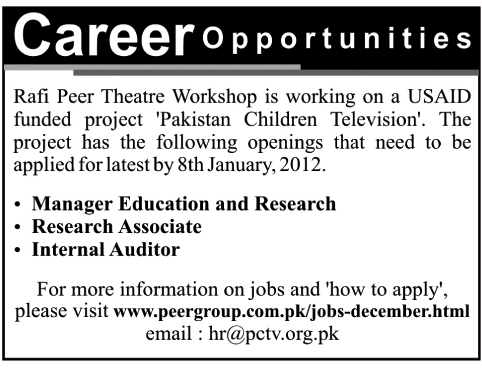 Rafi Peer Theatre Workshop Required Staff