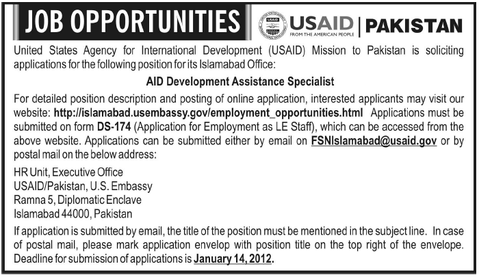 USAID Required the Services of AID Development Assistance Specialist