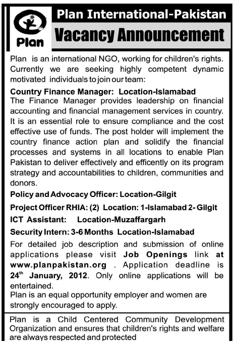 Plan International-Pakistan Jobs Opportunity