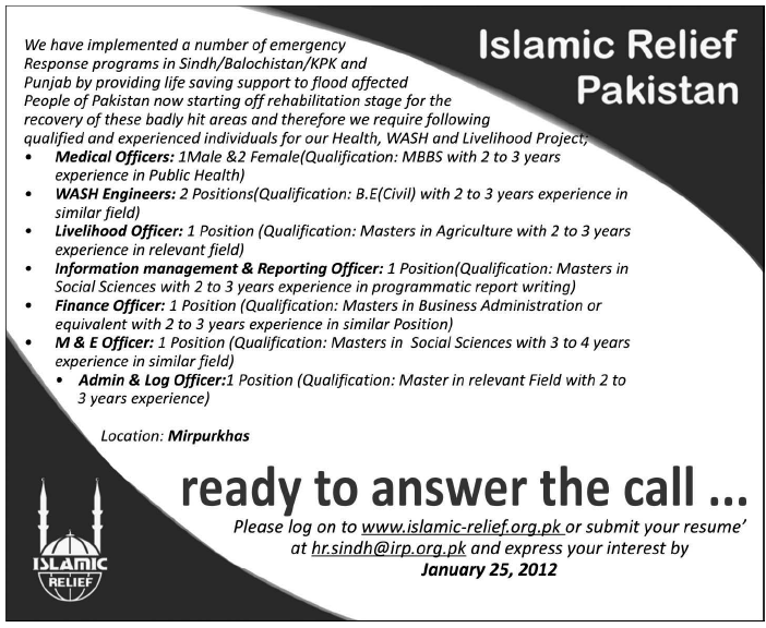 Islamic Relief Pakistan Jobs Opportunity