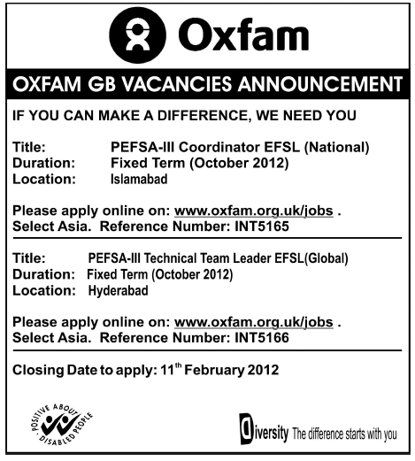 OXFAM Jobs Opportunity