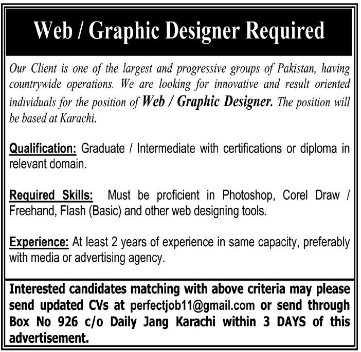 Web/Graphic Designer Required in Karachi