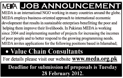 MEDA Required the Service of Value Chain Consultants