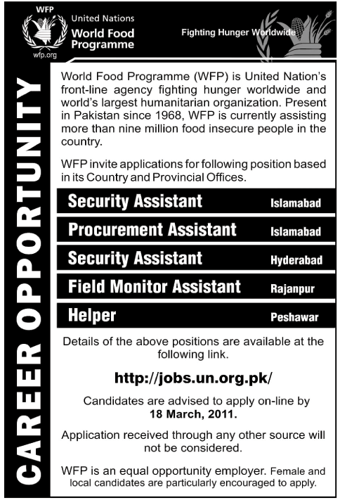 World Food Programme Jobs Opportunity