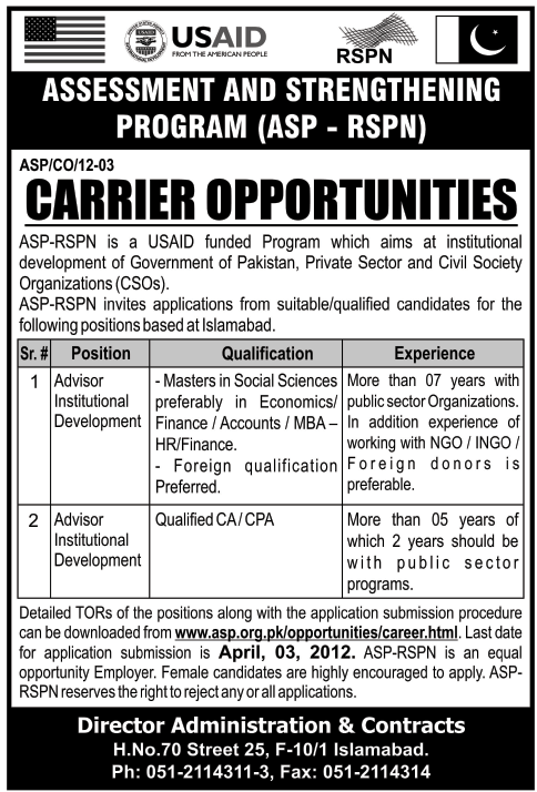 ASP-RSPN (USAID Funded Program) Jobs