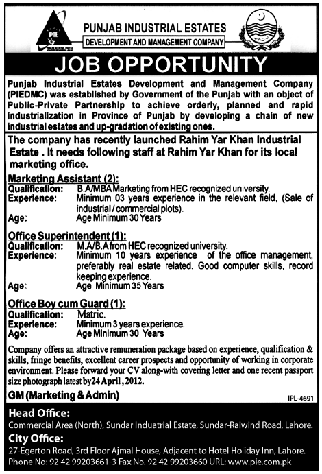 Punjab Industrial Estates (Govt.) Jobs