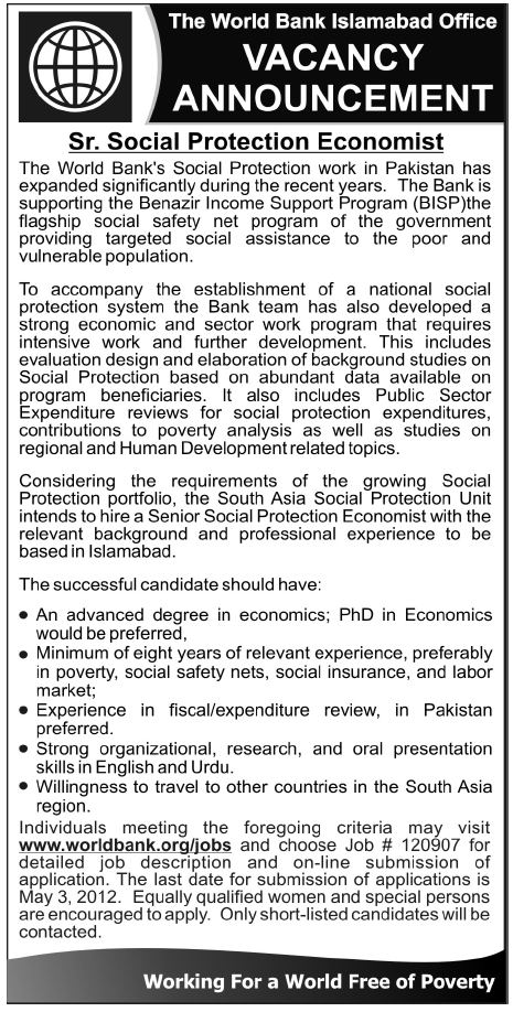 The World Bank Islamabad (Banking Sector) Jobs