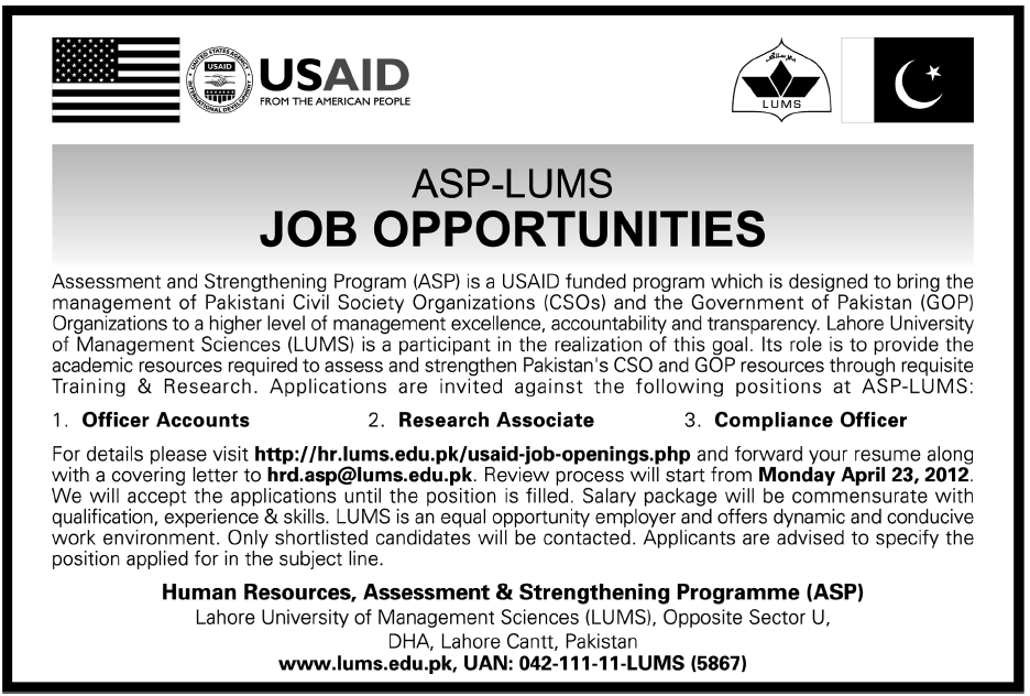 Assessment and Strengthening Program (ASP) USAID Funded Program Requires Staff