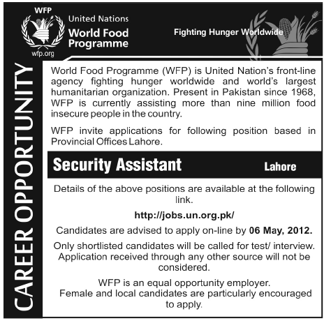 WFP (UN Jobs) Requires Security Assistant