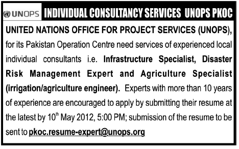 UNOPS (UN Jobs) Requires Individual Consultants