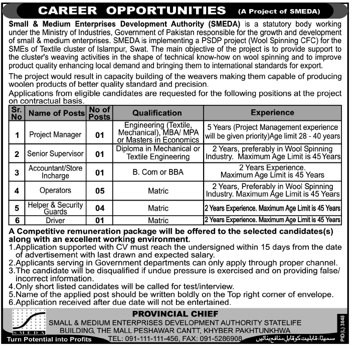 Management and Accounts Jobs at SMEDA (Govt. job)