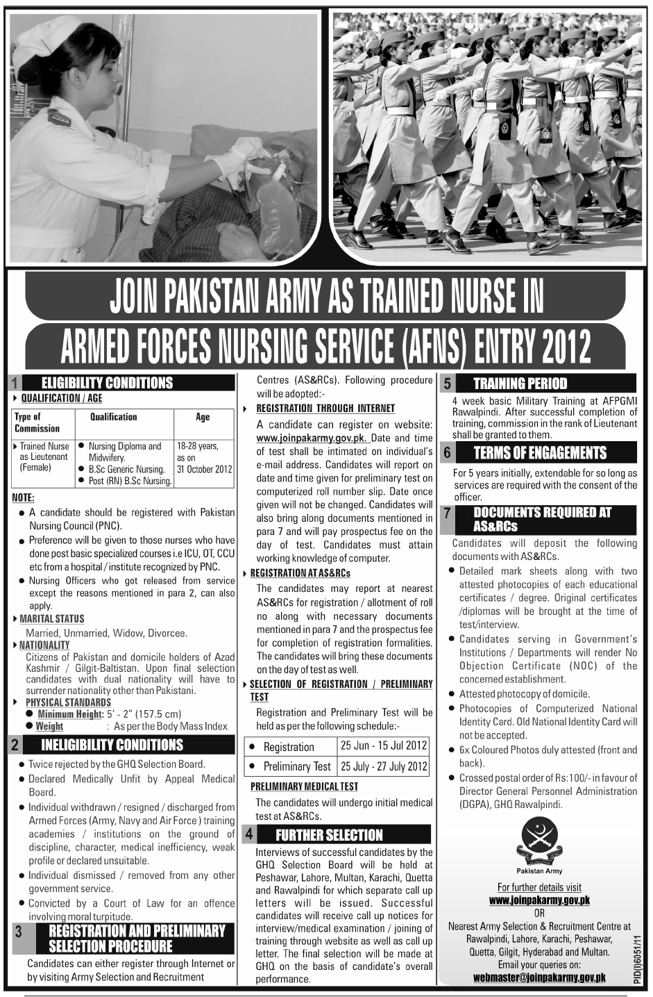 Join Pakistan Army asa Nurse Commissioned Officer in AFNS (Armed Forces Nursing Service) (Govt. job)
