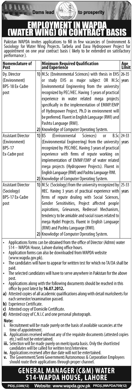 Join WAPDA as Director, Assistant Director (Govt. job)