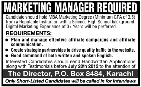 Marketing Manager Job at an Organization