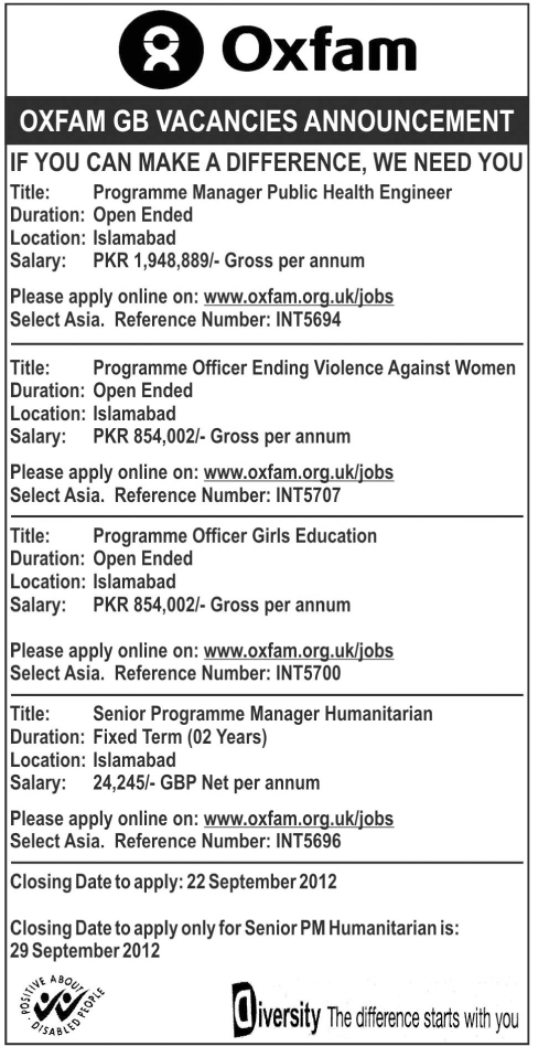 Oxfam GB an NGO Requires Staff (NGO job)