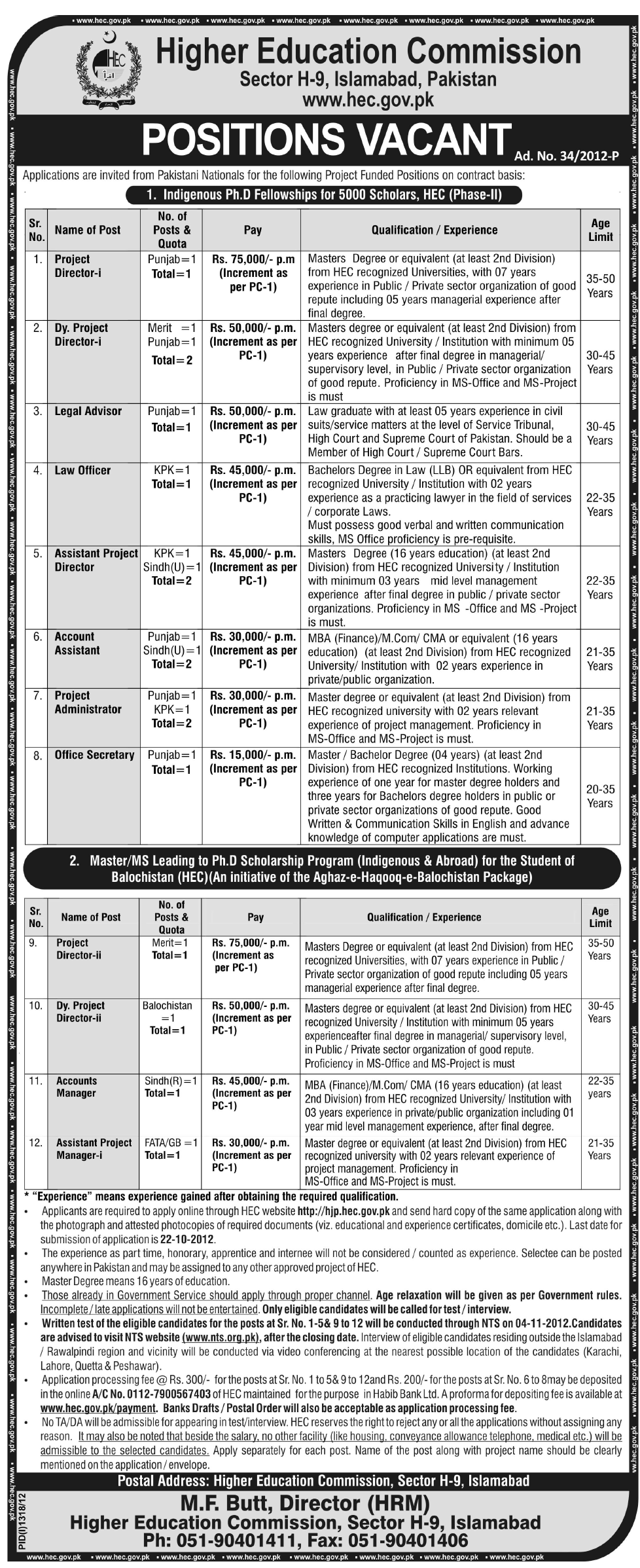 Higher Education Commission HEC Requires Management Staff  (Government Job)