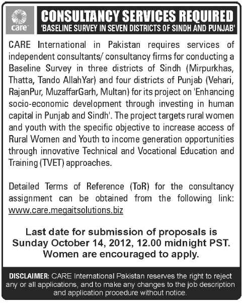 CARE International (NGO) Requires Consultants (NGO jobs)