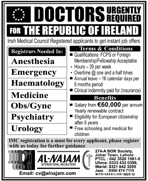 Doctors required for The Republic of Ireland