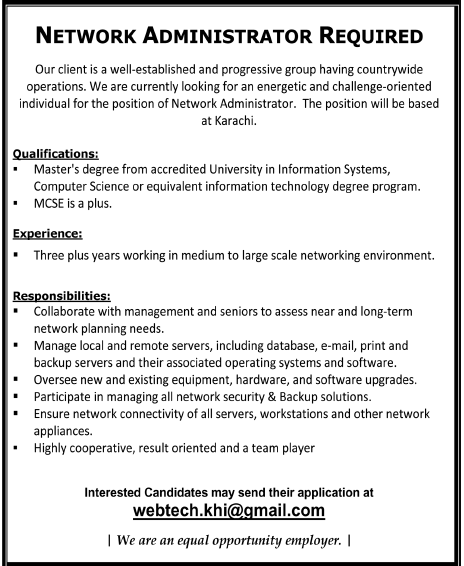 Network Administrator Job 2012