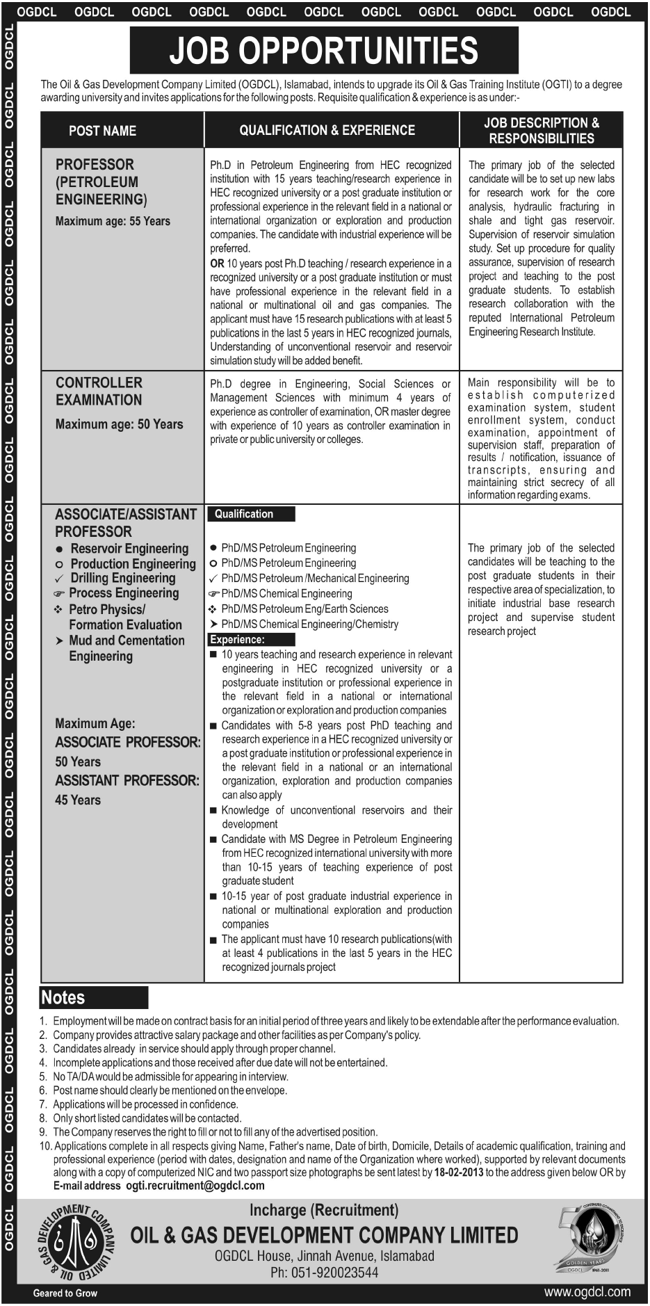 Oil & Gas Training Institute (OGTI) Jobs for Faculty