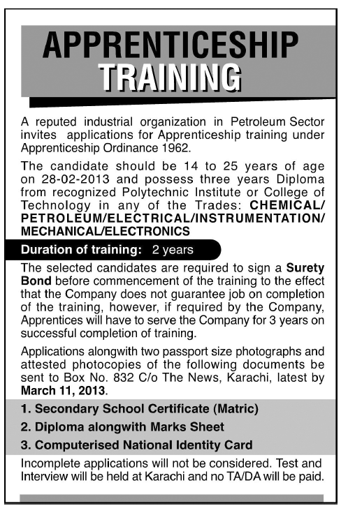 Apprenticeship Training in Petroleum Sector Industrial Organization 2013