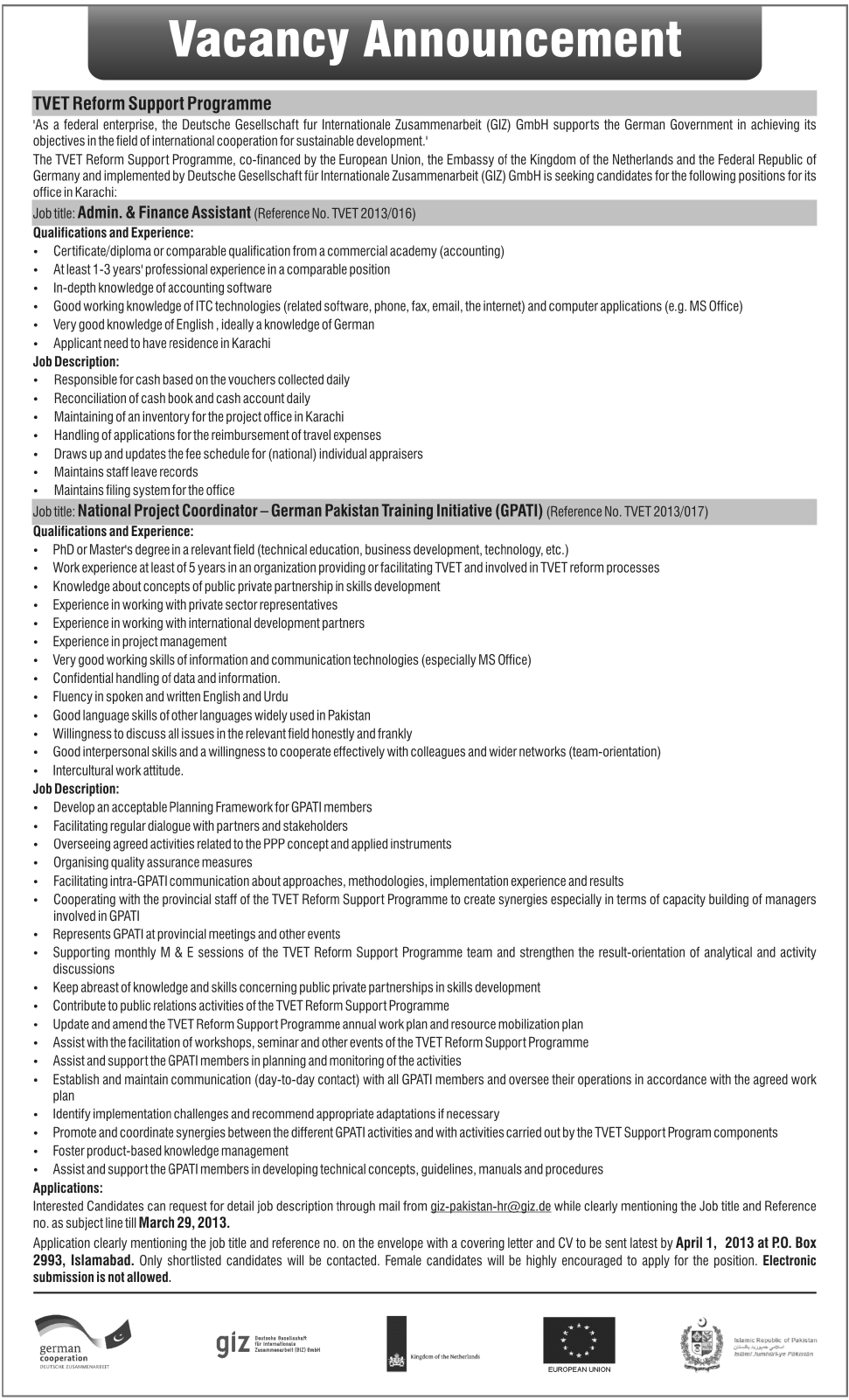 TVET Reforms Programme Jobs 2013