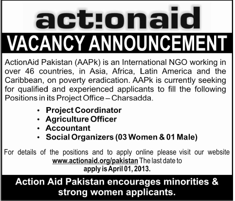 Action Aid Pakistan Jobs 2013 in Charsadda KPK