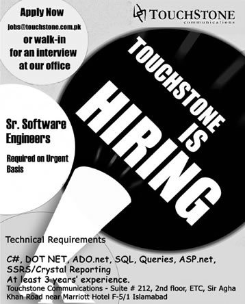 Senior Software Engineers Jobs in Islamabad 2013 December at Touchstone Communications